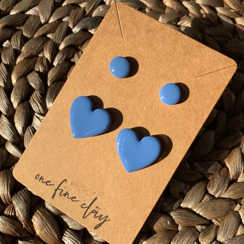 2-Piece Set | Clay & Resin Studs in Bold Blue